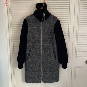 Mackage Wool Jacket Rib Knit Turtleneck Squared Puffer Down Med Coat
